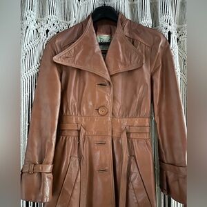 Winlit vtg brown leather trench coat